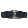 Women Pin Buckle Wide Belt Elastic Fashion Crocodile Grain Decoration Leather Belt