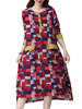 Women Plaid Long Sleeve High Low Vintage Dress