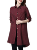 Women Plaid Long Sleeve Vintage Cotton Loose Blouse