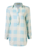 Women Plaid Loose Long Sleeve Lapel Irregular Casual Blouse Mini Dress