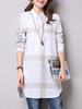 Women Plaid Stand Collar Side Split Long Sleeve Casual Blouse