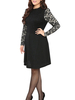 Women Plus Size Black Lace Patchwork Lining Skater Dress