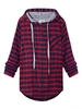 Women Plus Size Casual Plaid Hooded Cotton Blouse