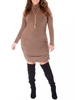 Women Plus Size High Neck Long Sleeve Ruffles Dress