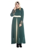 Women Plus Size Lace Stitching Zipper Cuff Maxi Dress