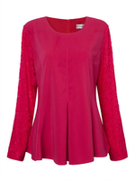 Women Plus Size Long Sleeve Lace Patchwork Ruffles T-shirt