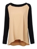 Women Plus Size Long Sleeve Splicing Chiffon Pleated T-shirt