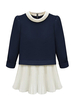 Women Plus Size Patchwork Long Sleeve Ruffles Mini Dress