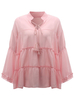 Women Plus Size Solid Flared Sleeve V-neck Chiffon Blouse