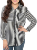 Women Plus Size Striped Pocket Loose Blouse