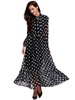 Women Polka Dots Long Sleeve Chiffon Long Maxi Dress