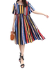 Women Printed High Waist Loose Short Sleeve Dresses