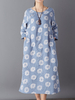 Women Printed Long Sleeve Side Split Vintage Maxi Dresses