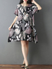 Women Printed Loose O-Neck Short Sleeve Casual Dresses