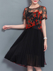 Women Printed O-Neck Short Sleeve Two-Piece Dresses