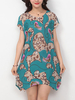 Women Printed Short Sleeve Irregular Hem Mini Dresses