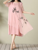 Women Printed Short Sleeve Mid-Long Vintage Dresses