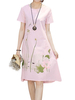 Women Printed Short Sleeve Pocket Vintage Summer Dresses