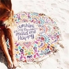 Women Printing Tassel Beach Towel Yoga Mat Sunscreen Shawl Scarves & Wraps