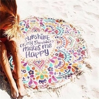 Women Printing Tassel Beach Towel Yoga Mat Sunscreen Shawl Scarves & Wraps
