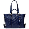 Women PU Crocodile Tote Bag Fashion Grid Knit Handbag Shoulder Bag Crossbody Bag