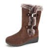 Women Pu Double Buckle Warm Mid Calf Non Slip Snow Boots
