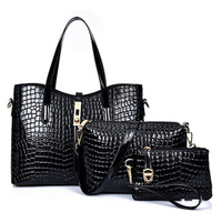 Women PU Embossing Three-piece Messenger Female Bag