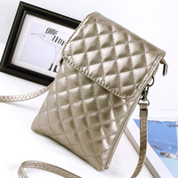 Women PU Lattice Phone Wallet Crossbody Bag Passport Wallet