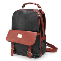 Women PU Leather Backpack Preppy Style Vintage School Bags