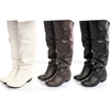 Women PU Leather Casual Knee High Boots