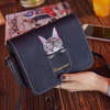 Women PU Leather Cat Pouch Crossbody Bag Retro Phone Bag