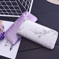 Women PU Leather Flower Pattern Wallet Card Holder Elegant Phone Bags