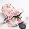 Women PU Leather Hollow Flowers Bucket Bags Mini Crossbody Bag