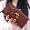 Women PU Leather Hollow Leaves Wallet Retro Purse Wallet Card Holders