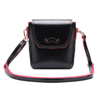Women PU Leather Mustache Shoulder Crossbody Bag