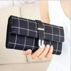Women PU Leather Plaid Wallet Three Folds Frosted Card Holders Casual Clutch