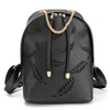 Women PU Leather Traveling Backpack Casual Hollow Leaf School Bag