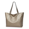 Women PU Leather Woven Handbag Large Capacity Durable Shoulder Bag