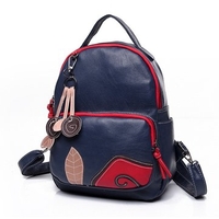 Women PU Retro Shoulder Bag Girls Floral Print Vintage Backpack