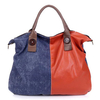 Women PU&Cotton Handbag Leisure Patcwork Shoulder Bag Shopping Bag