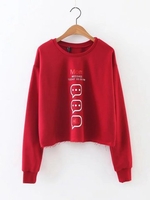 Women Pullover Letter Print Long Sleeve Sweatshirt