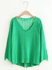 Women Pure Color Back Spilt V-Neck Long Sleeve Knitted Sweaters