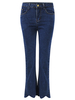 Women Pure Color High Waist Irregular Bell Bottoms Denim Pants