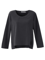 Women Pure Color Long Sleeve High Low Casual T-Shirt