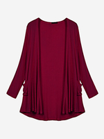 Women Pure Color Long Sleeve Pocket Modal Cotton Thin Cardigan