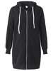 Women Pure Color Long Sleeve Zipper Casual Long Coat