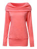 Women Pure Color Pile Collar Long Sleeve T-shirt