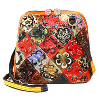 Women Random Color Flower Genuine Leather Shoulder Bag