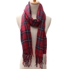 Women Red Plaid Tartan Scarf Neck Stole Checked Bohemia Long Tassel Shawl Wrap