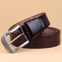 Women Retro Brief Solid First layer Of Cowhide Belt Casual Pin Buckle Waistband Belt